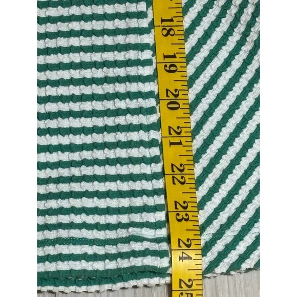 Maeve Tank Top Womens L Green White Striped Peplum V Neck Textured - Picture 5 of 13